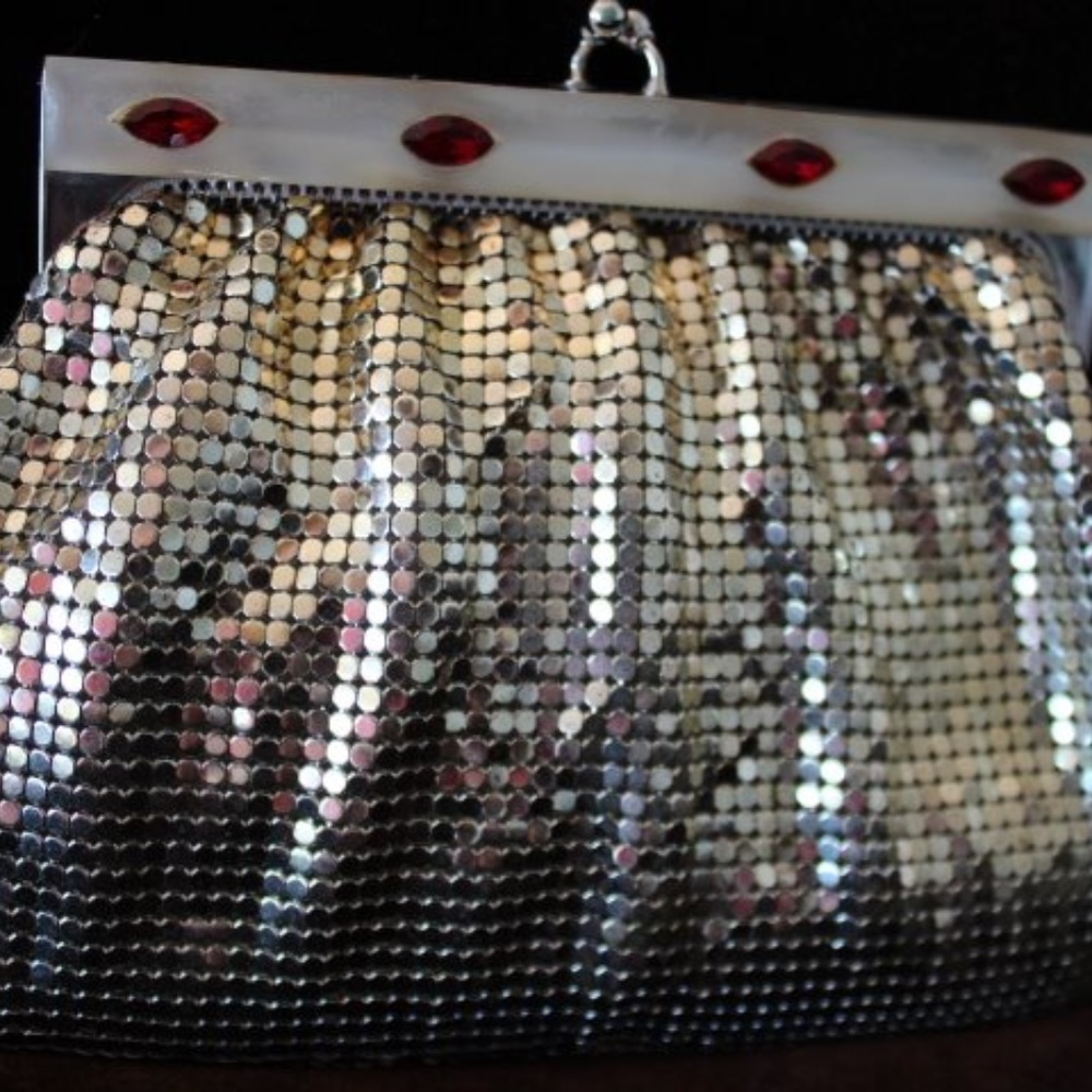 Whiting&Davis Silver Mother of Pearl Jeweled Frame